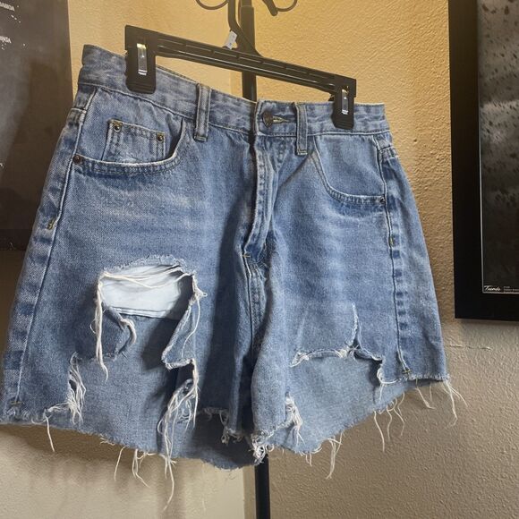 Shein Womens Denim Shorts Garage Size S Distressed Cutoff Jean - Picture 2 of 7